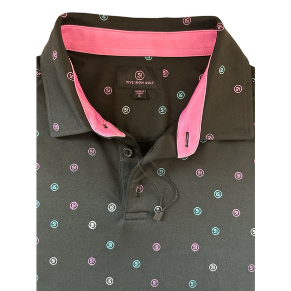 Men's Five Iron Golf Polo Shirt Black Pink S - Picture 5 of 5